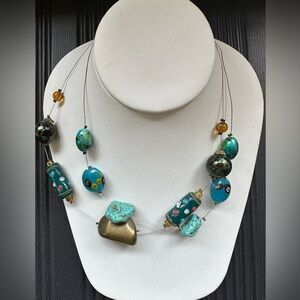 Chicos Multicolor Stones Statement Necklace EUC